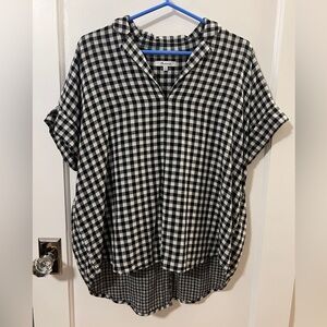 Madewell Gingham Black and White Pullover Shirt